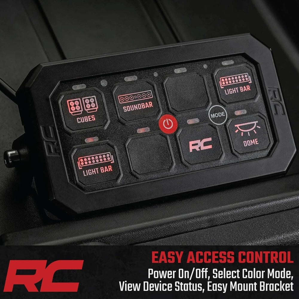 8-Gang Bluetooth RGB Backlit Switch Panel & Relay System - Multicolor 8-Way