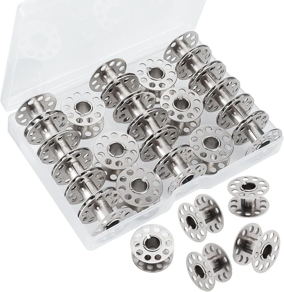 Metal Bobbins for Sewing Machine, Universal Sewing Bobbins, Compatible with Sing