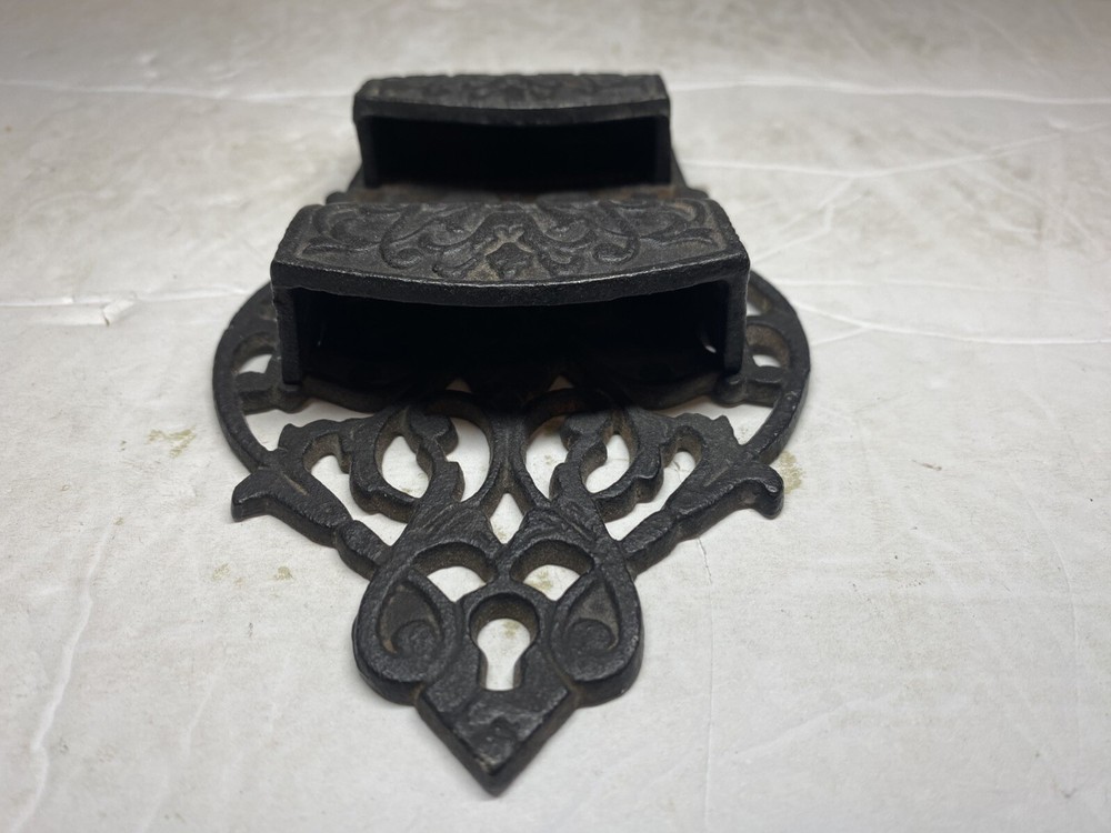 Vintage Cast Iron Double Pocket Match Safe Holder