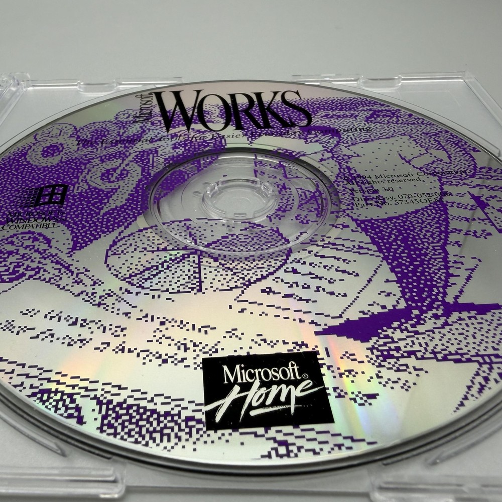 Vintage 1994 Microsoft Works Version 3.0 Software CD-ROM Windows OEM PC