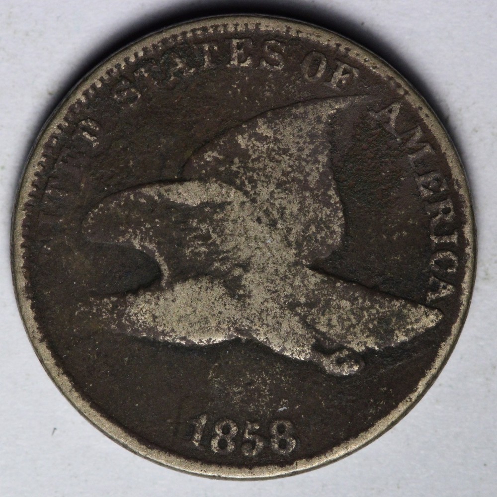 1858 LL Flying Eagle Cent Penny E128 DRTY