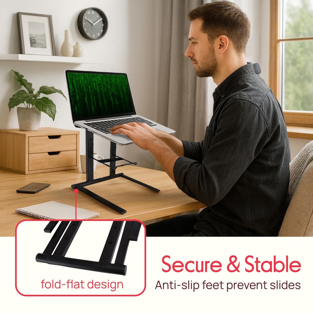 Pyle Portable Folding Laptop Stand - Foldable One Size, Black