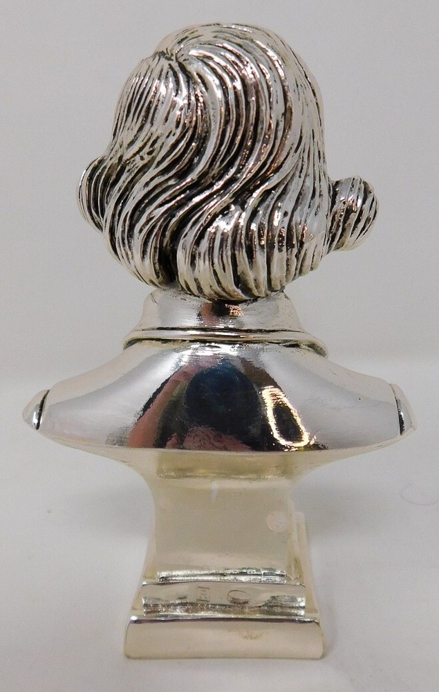 Solid 800 Silver Giuseppe Verdi 4.5" Statuette Italian 202 grams Composer Bust