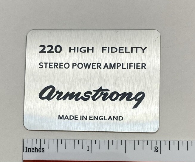 Armstrong 220 Badge for Amplifier Foilcal Replacement