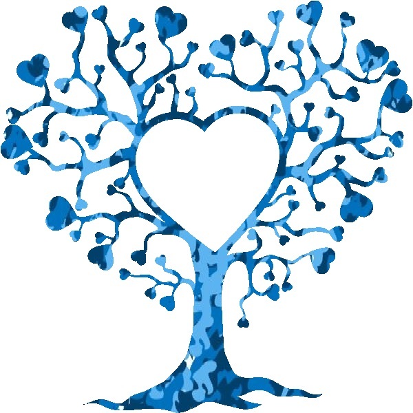 30 Custom Blue Camo Heart Tree Personalized Address Labels