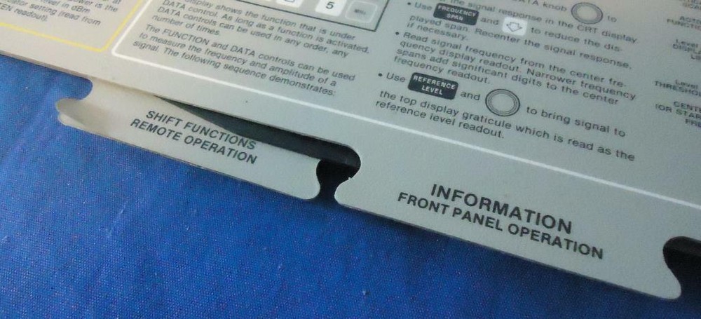 HP SPECTRUM ANALYZER BOTTOM PANEL AND PULL OUT SHEETS 85680-90029,30