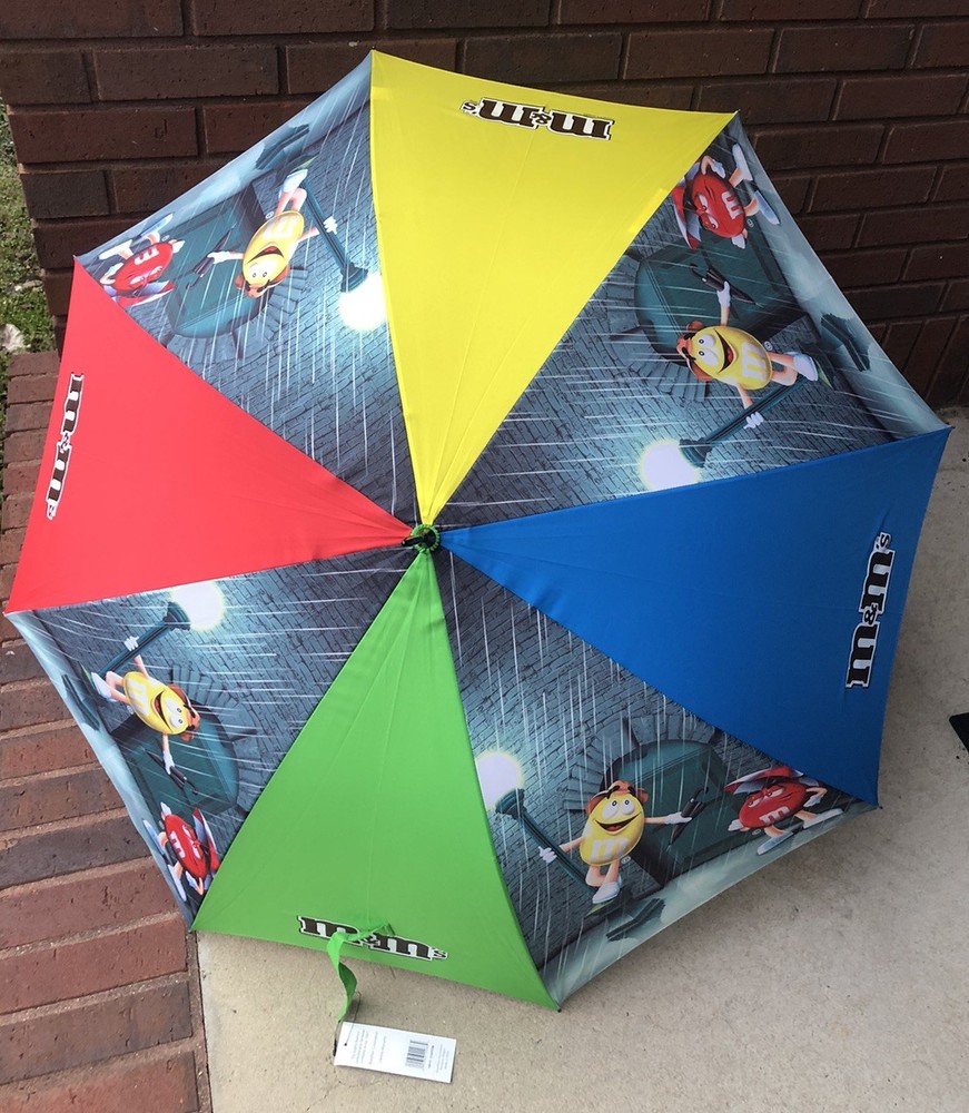 Collectable M & M Candy Umbrella Unique Golf 36” Multicolor New