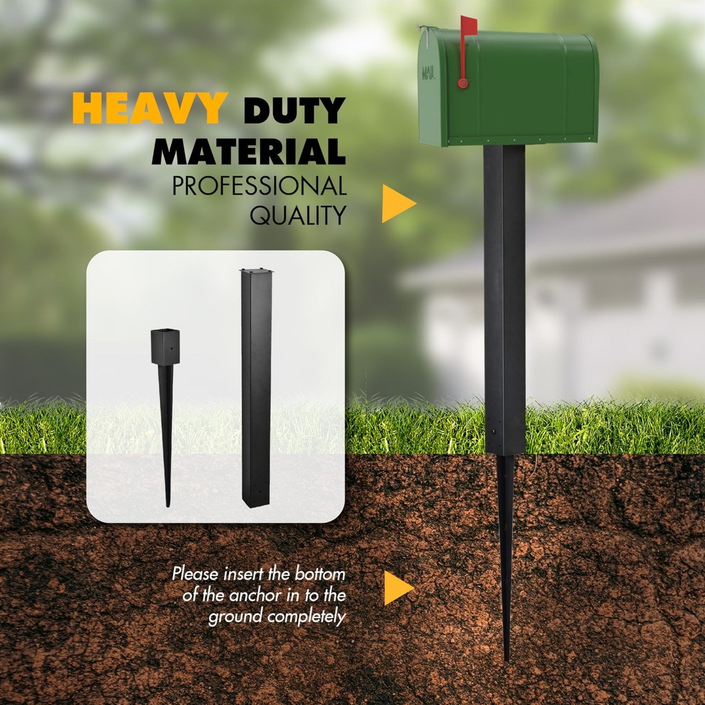 BTRAM Heavy Duty Mailbox Post, 43" InGround Mounting Post for Use with Mailbo...