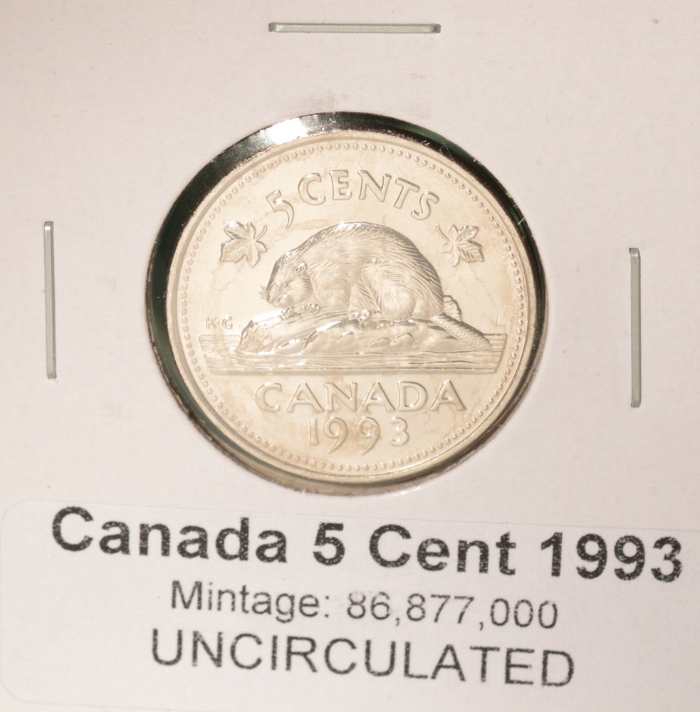 1993 Canada 5 Cent  - UNCIRCULATED from Mint Roll 🇨🇦
