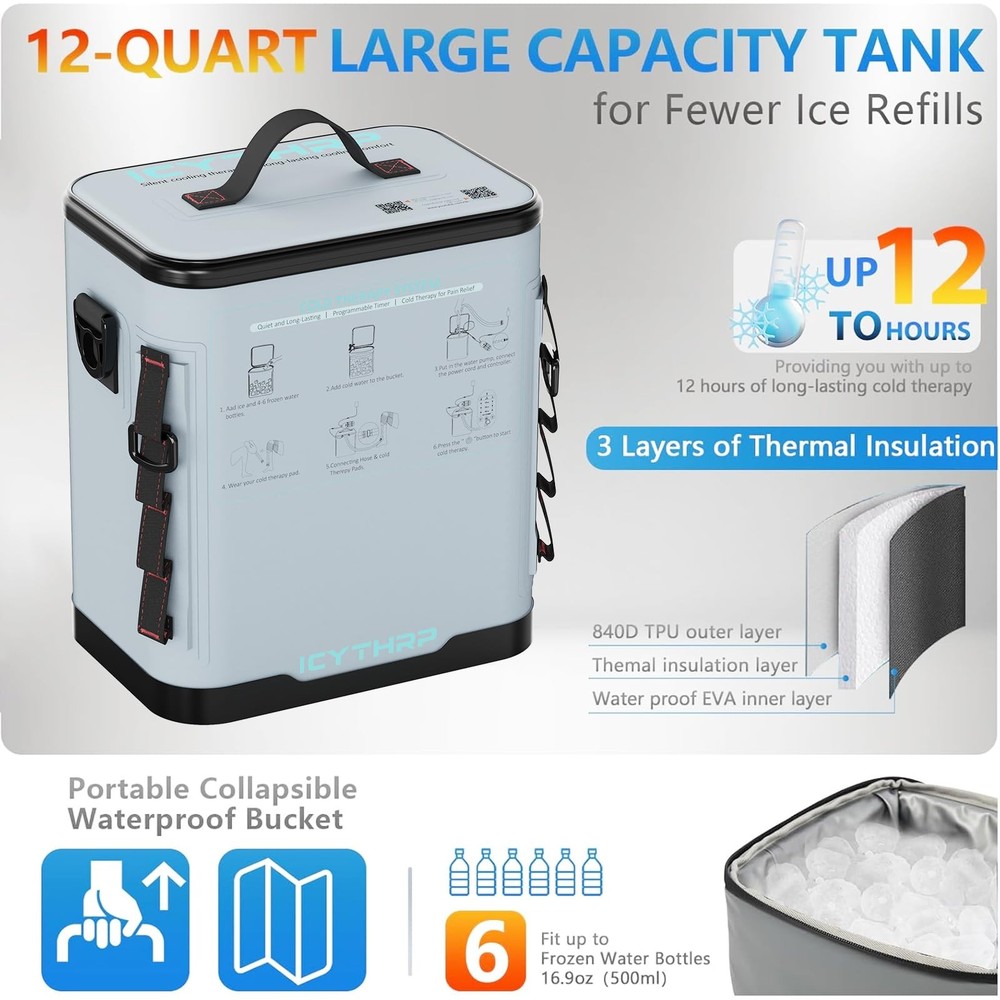 Cold Therapy Machine with Programmable Timer Portable Ice Machine for Knee Af...