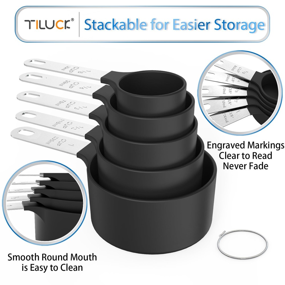 TILUCK Measuring Cups Spoons Set, Stackable Cups and Spoons, Nesting Measure...
