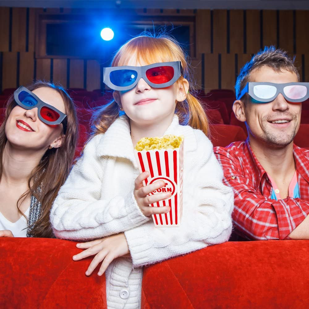 Reusable Plastic Popcorn Containers 4 Pack 7.8" Red White Striped Popcorn Boxes
