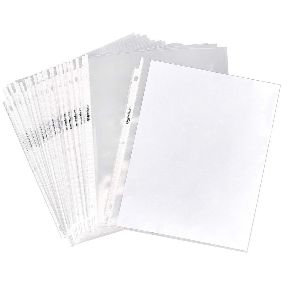 Amazon Basics Sheet Protectors for 3 Ring Binder, 100 Pack, Clear