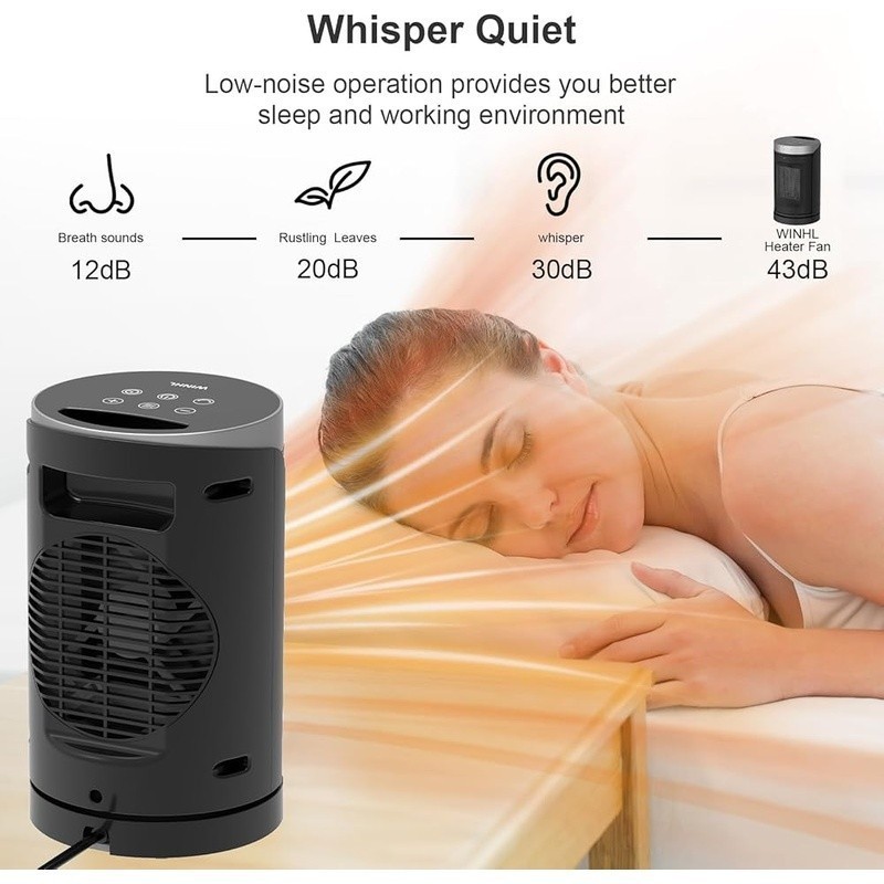 Portable Space Heater Fast Heating Remote Control Oscillation Safety Features US