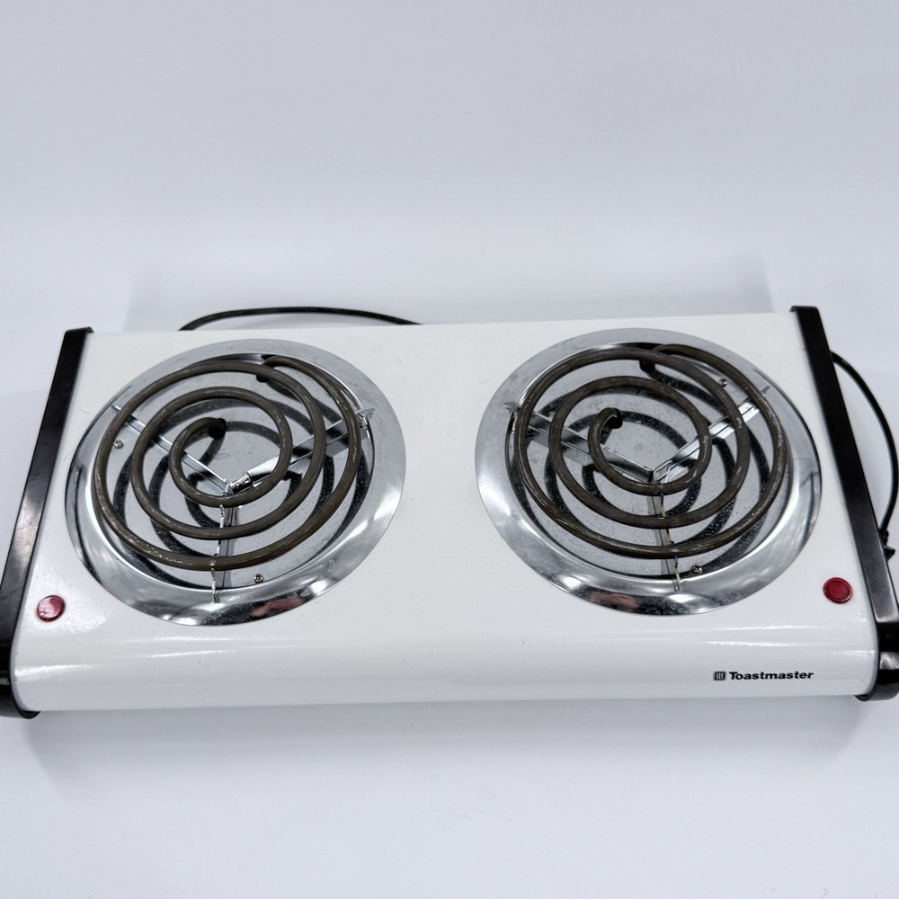 Vintage White Toastmaster Buffet Range Model 6422 Double Burner Countertop