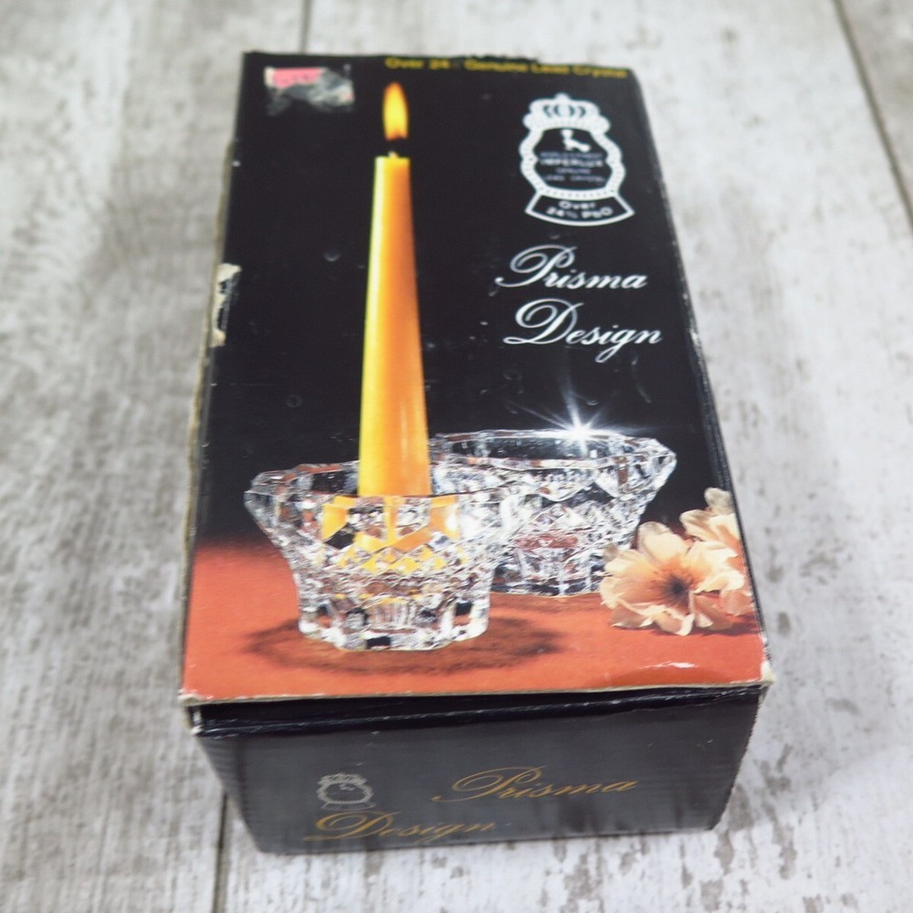 Prisma Design Imperlux 24% Lead Crystal Clear Class Candle Stick Holders