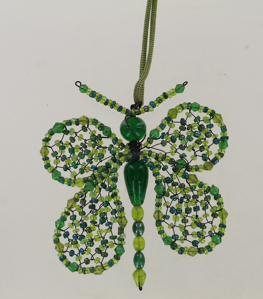 Green Beaded Butterfly Ornament