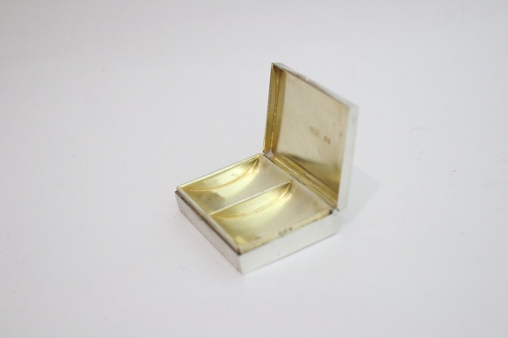 Antique Sterling solid silver double stamp box 43.5g 1900 Cohen & Charles