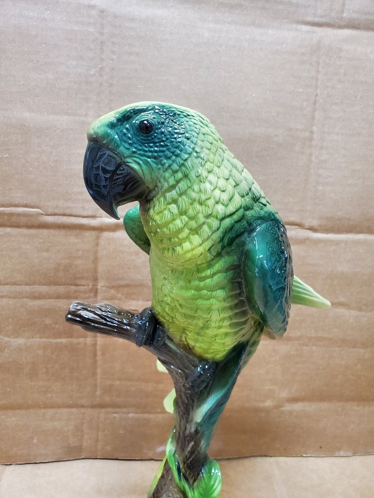 17" Ceramic Bird On Perch Airbrushed Figurine
