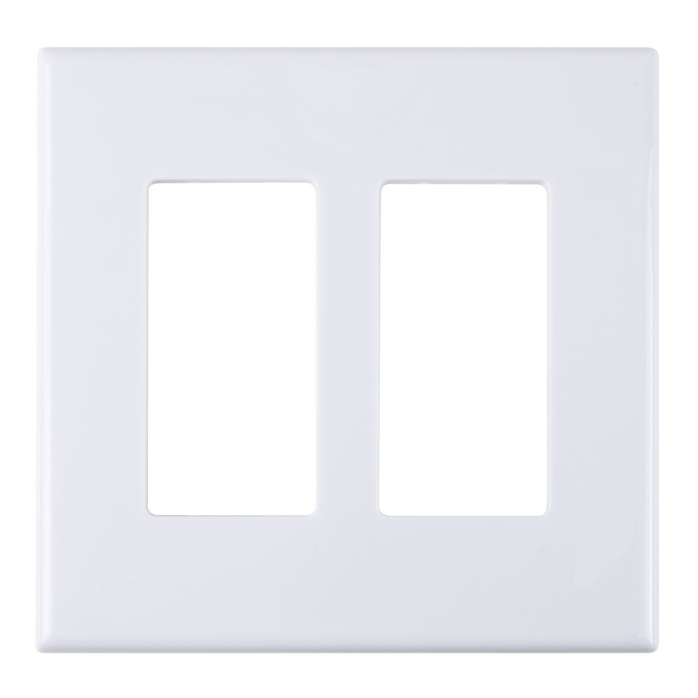 Construct Pro Double Gang Wall Plate with Screwless Face (White)