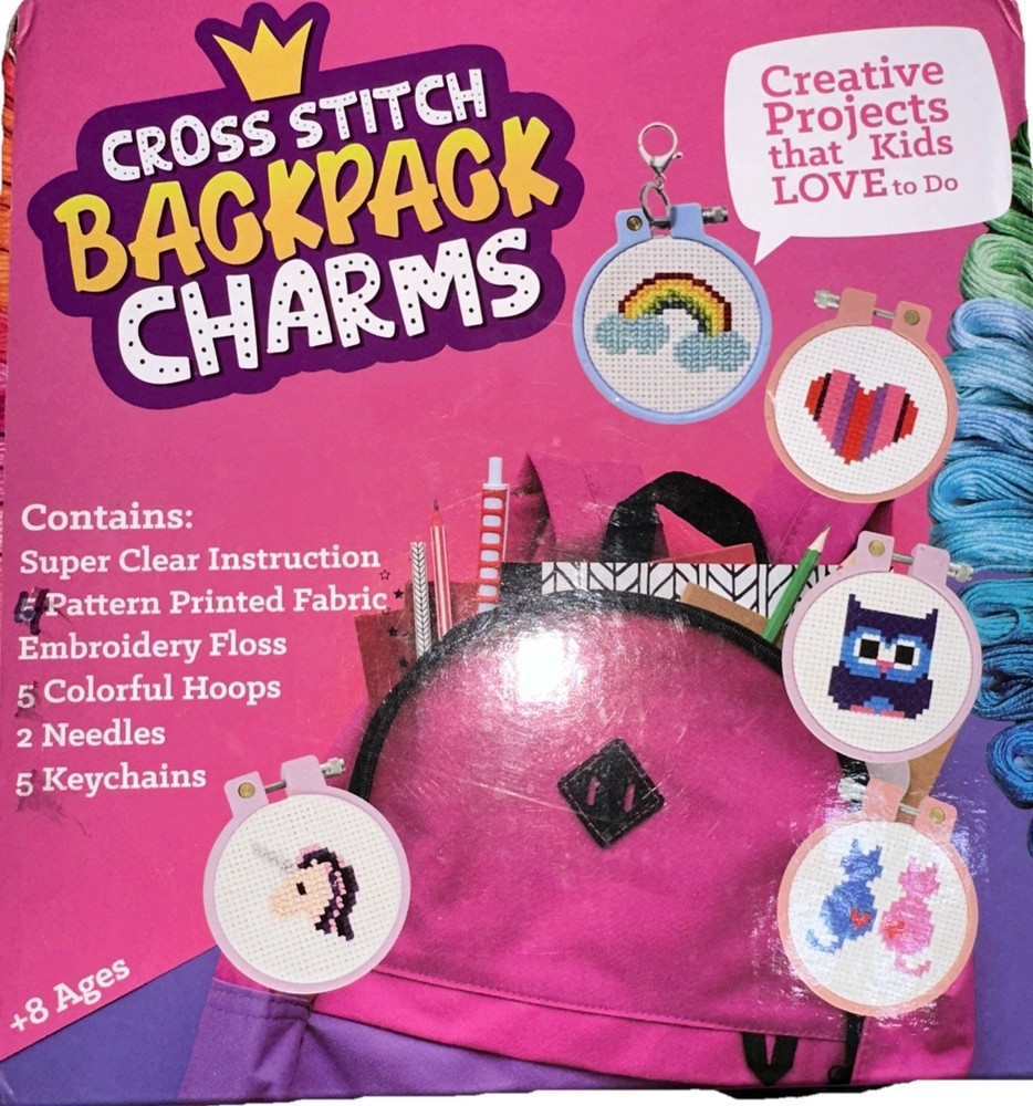 Craftiloo Embroidery Backpack Charms Craft Kit 4 Sets NOT 5- Open Box