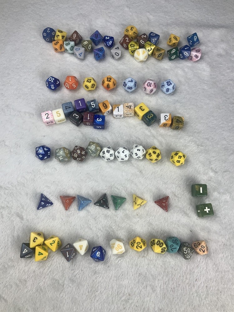77 Random Assorted Dice Lot For Table Top Gaming RPG D&D & Pathfinder.