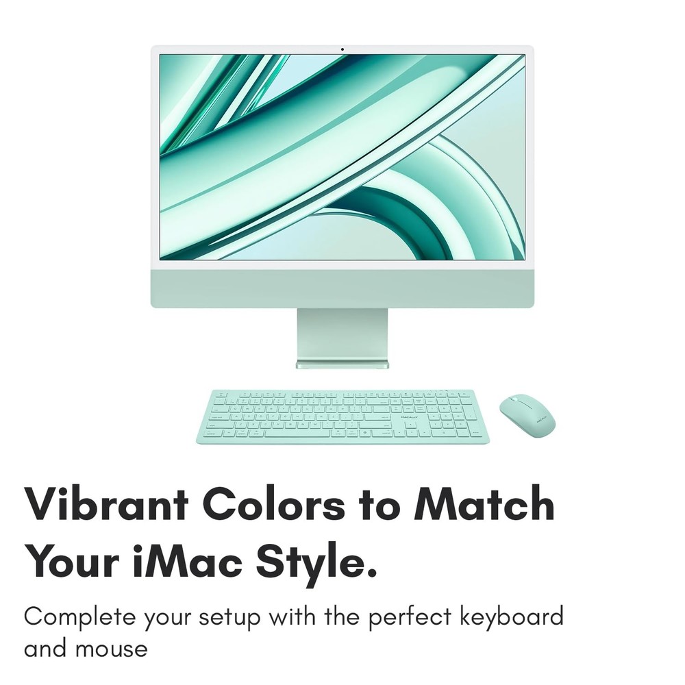 Macally Wireless Keyboard and Mouse Combo for Mac mini/Pro, iMac, MacBook, iP...