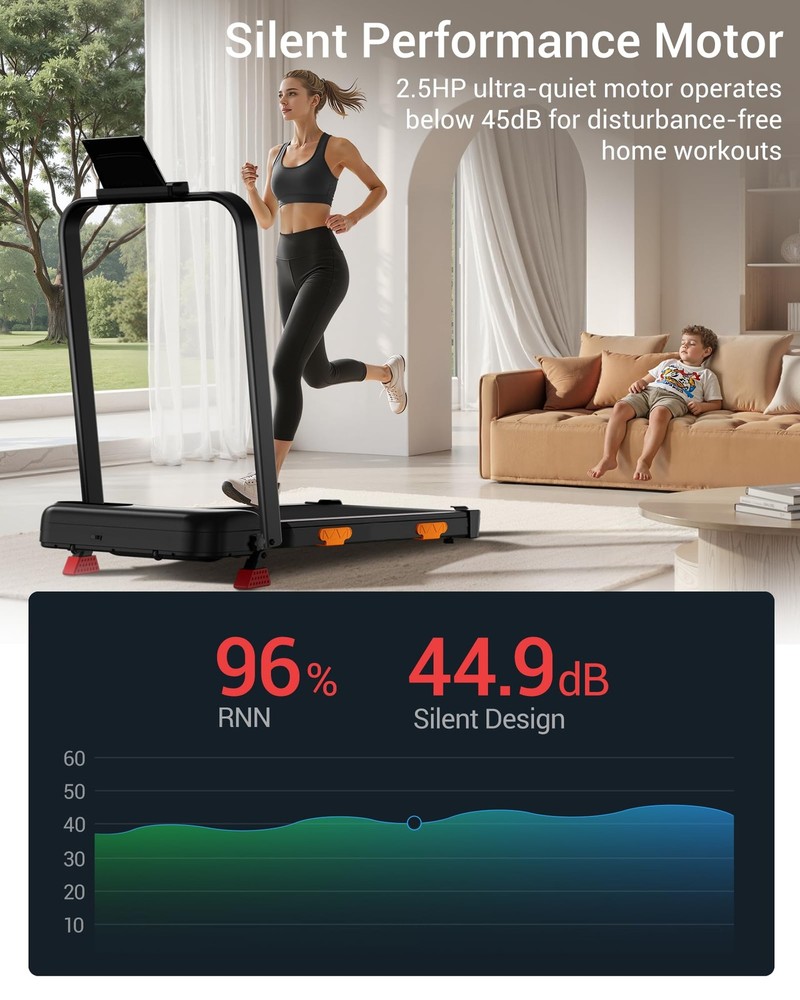 3-in-1 Foldable Treadmill with 300 LBS Capacity, 15% Walking Pad Deep Black