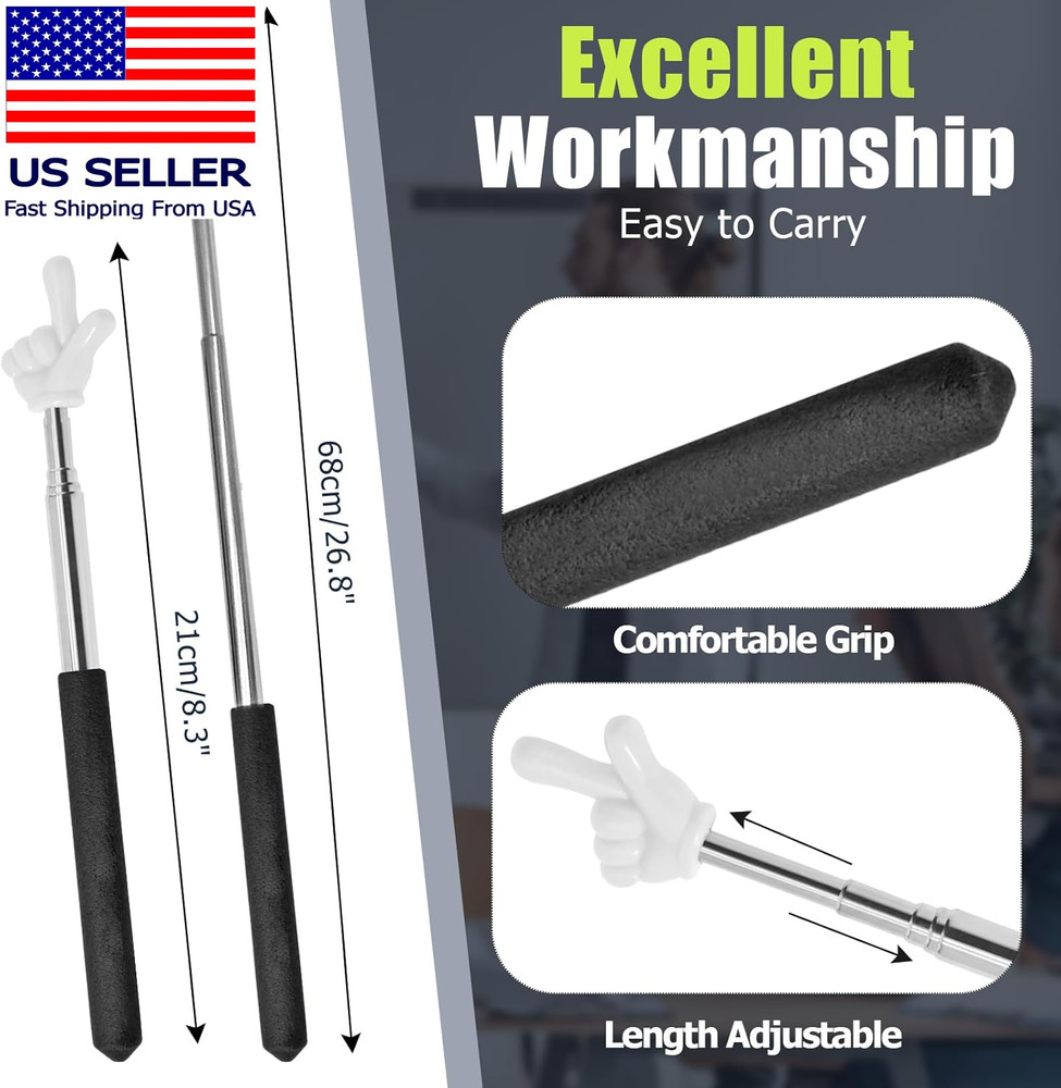 2 Pack Telescoping Teachers Pointer - Versatile Retractable Hand Pointers for Te