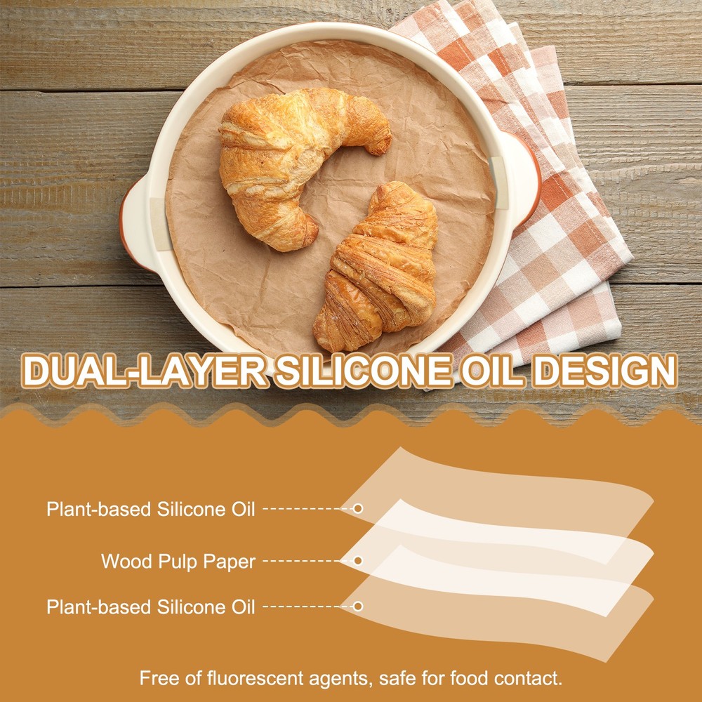 40 Sheets Parchment Paper Rounds, 10" Circle Baking Sheets, Brown