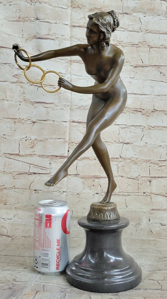 ART DECO CORINTHIAN DANCER SIGNED NUDE SOLID BRONZE STATUE COLINET HOT CAST ART