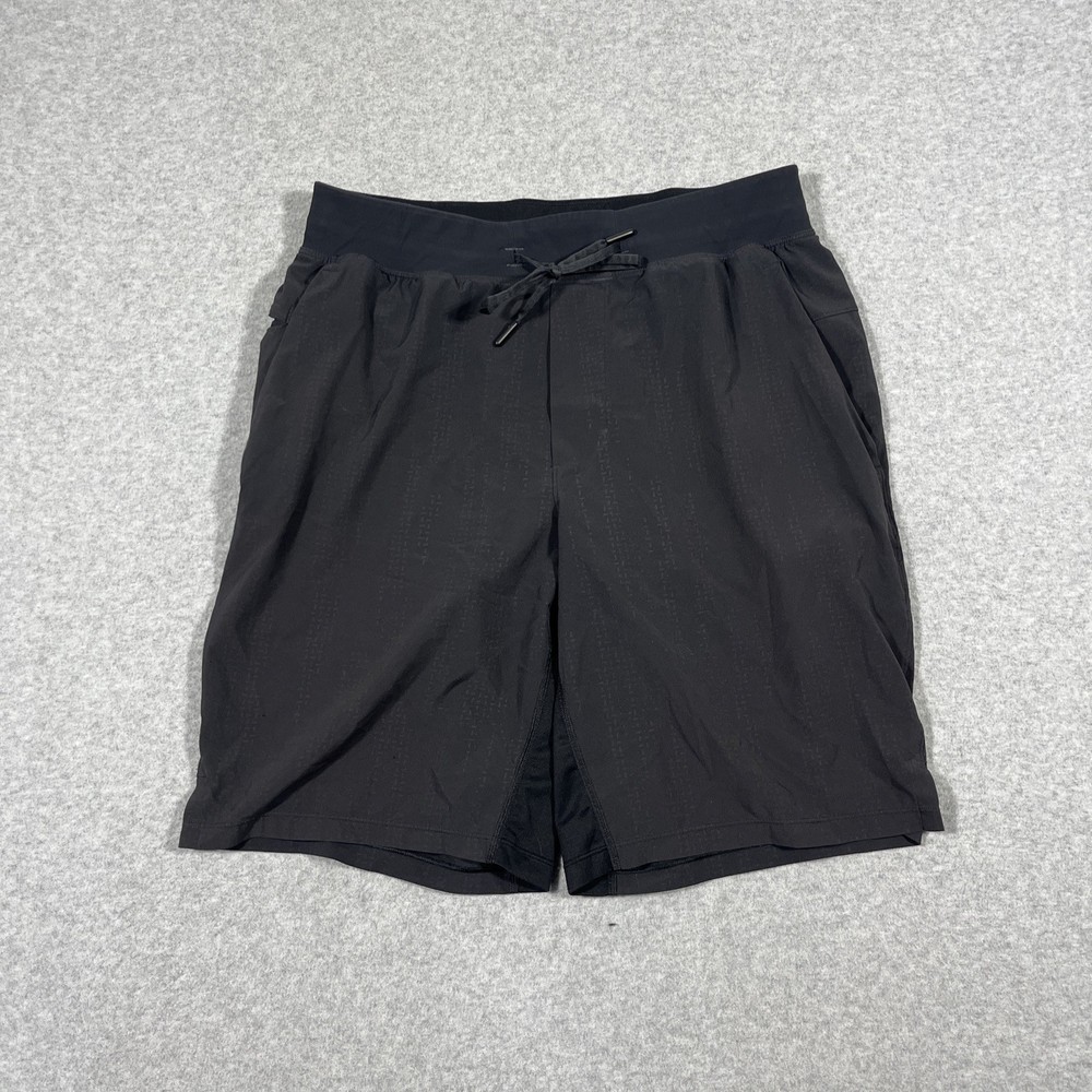 Lululemon T.H.E. Shorts Men Sz M Black Grey 9" Solid Performance Lined