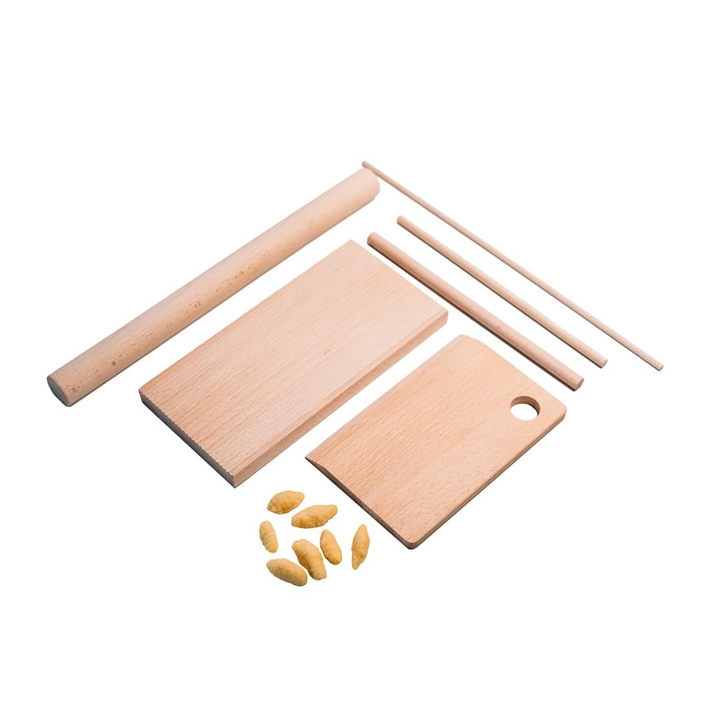 Wooden Pasta Board Set – 6-Piece Making Tools – Includes medium, Wood