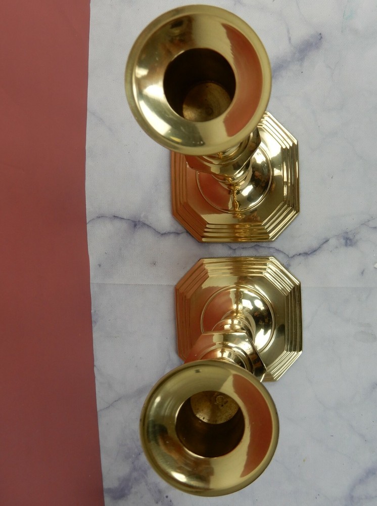 Two Taper Brass Decorative Candle Holders 9"