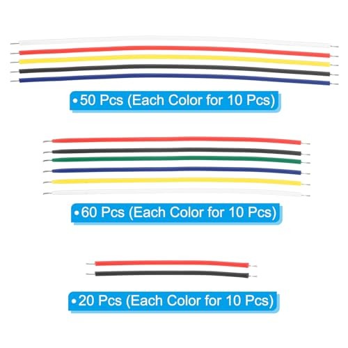24 AWG Solid Core Wire Kit, 130pcs PVC Coated Pre Tinned Copper Electrical