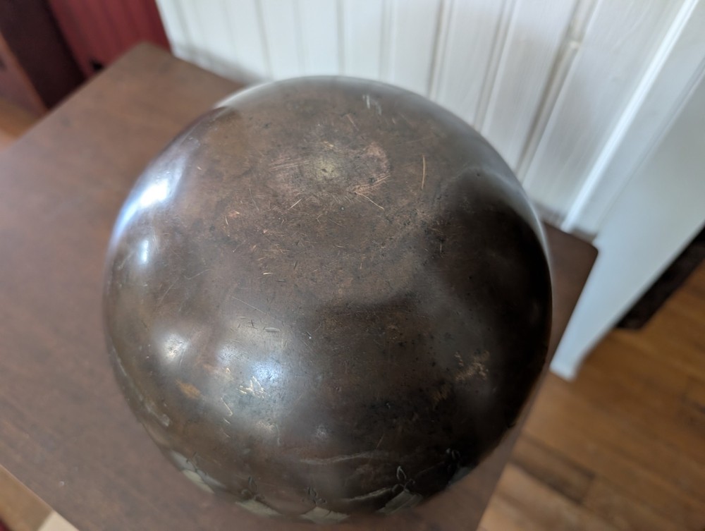 Heavy Bronze Middle Eastern Persian Silver Inlaid Pot