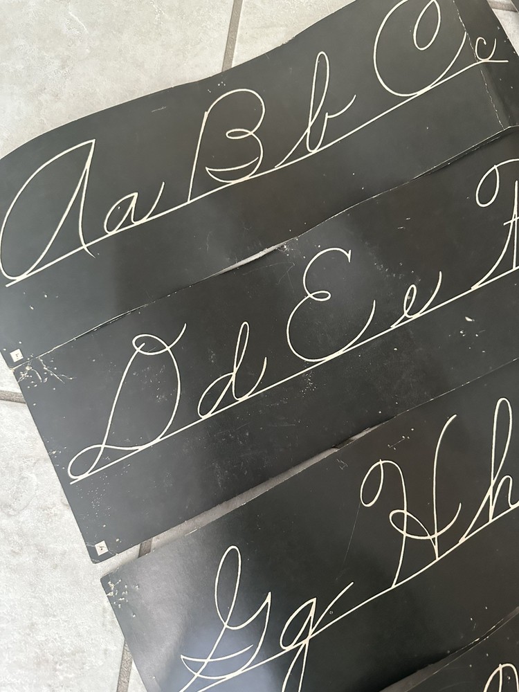Vintage Classroom CURSIVE WALL CARDS Letters COMPLETE