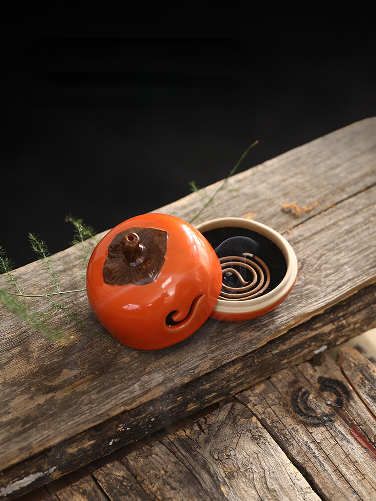 Creative Persimmon Ceramic Interior Decoration Incense Burners Handmade Gift