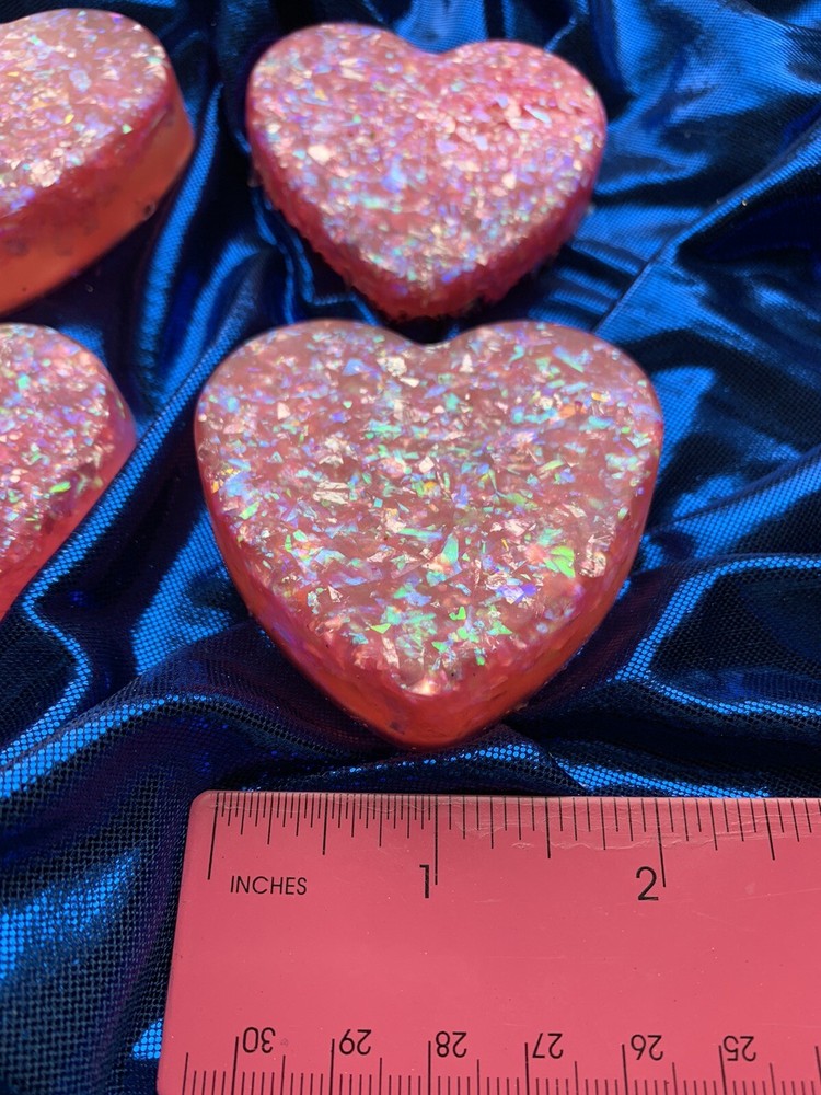 Handmade Iridescent Heart Magnets.