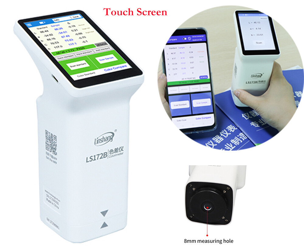 Smart Touch Screen Colorimeter Color Difference Analyzer 45/0 8mm Mobile App