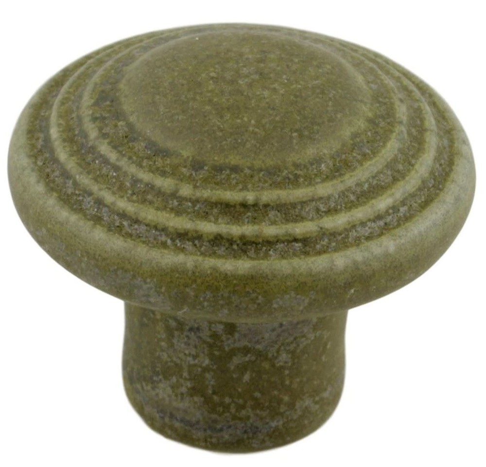 1-1/4" Ceramic Knob Satin Slate Green