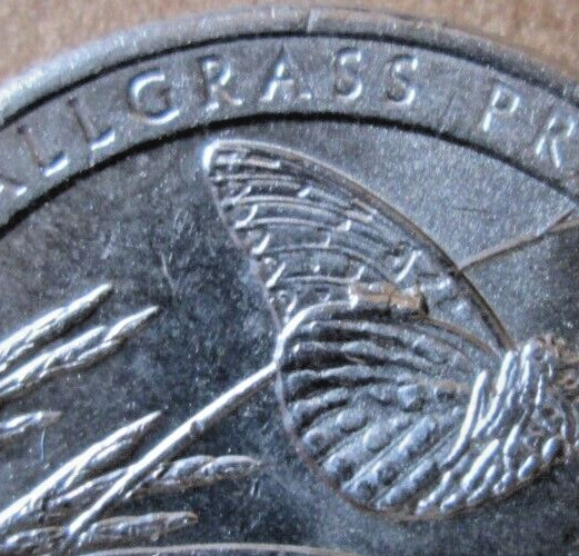 2020-P KS ATB "TALL GRASS" REVERSE INTERIOR DIE BREAK ERROR, AU, CIRCULATED