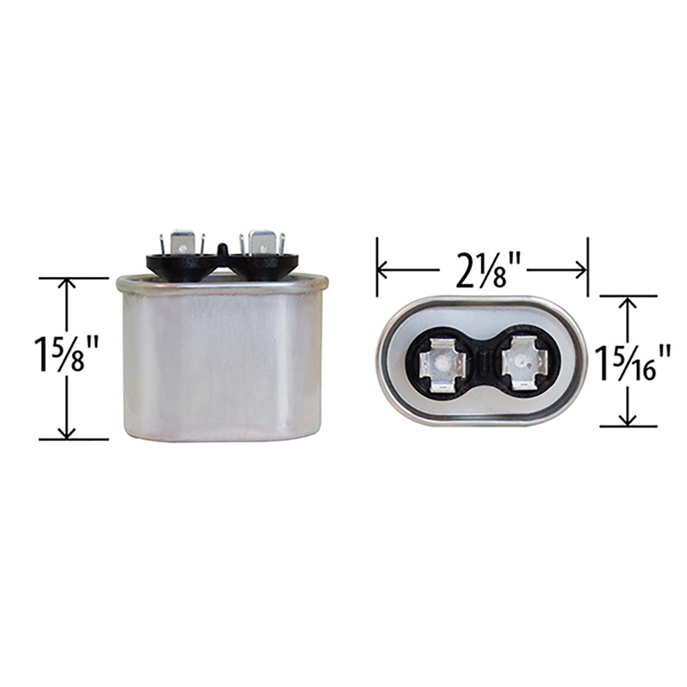 CAPACITOR OVAL 5 uF MFD 370 VOLT , U.S.A. MADE