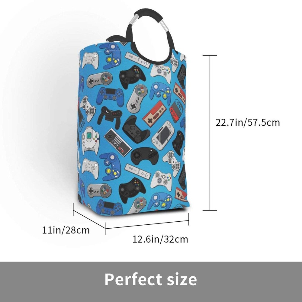 Video Game Controller Background Laundry Basket with Handles Laundry Hamper T...