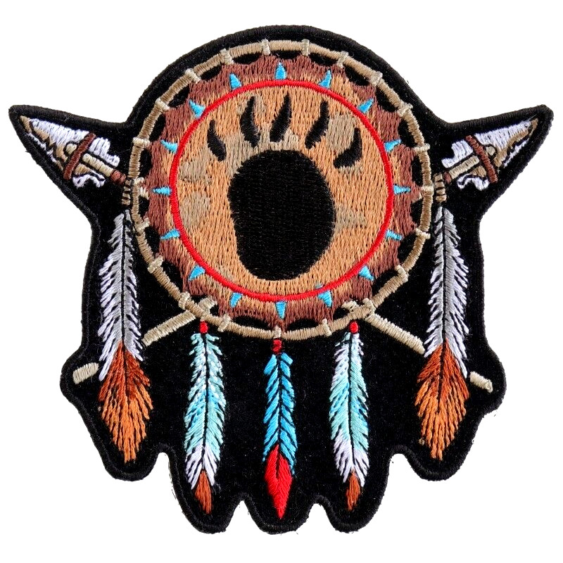 Large Bear Medicine Shield Dream Catcher Back Patch 9" x 9.6" Native