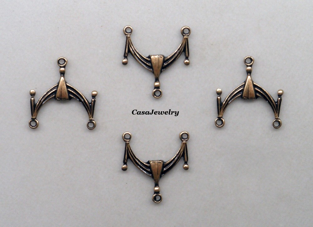 #5045 ANTIQUED GOLD 3 RING "Y" CONNECTOR - 4 Pcs