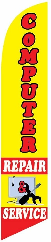 Computer Repair and Service Feather Banner Swooper Flag -No Wind Required-...