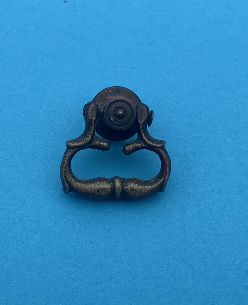 1920-30 antique hardware Drop ring pull knob brass Colonial Cabinet Drawer Pull
