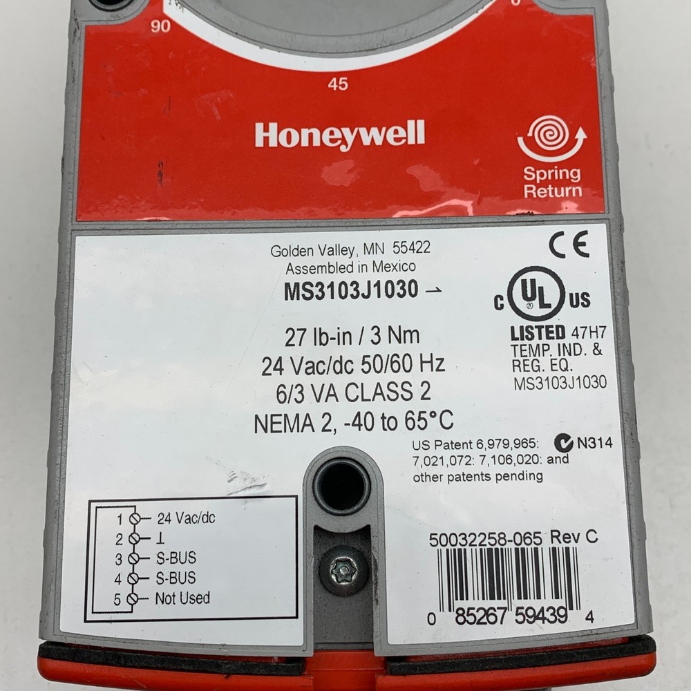 Honeywell MS3103J1030 Direct Coupled Spring Return Actuator 24VAC/VDC