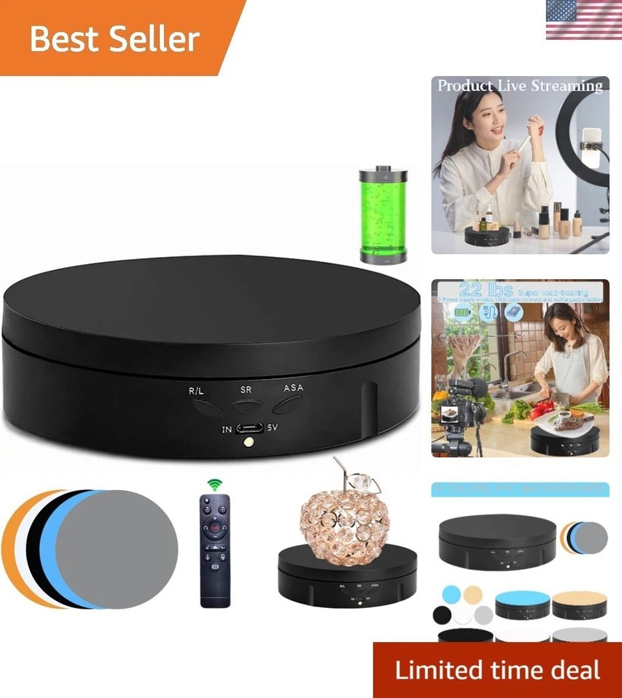 Motorized 360° Rotating Display Stand - Rechargeable & Remote Controlled (5.74")